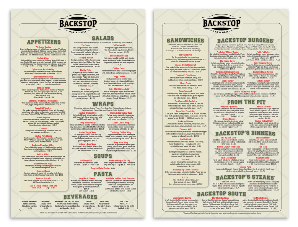 MENU 3 Backstop Bar & Grill