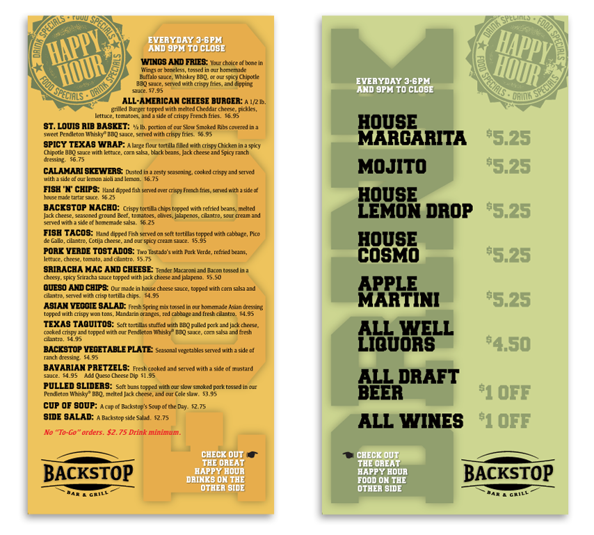 MENU 3 Backstop Bar & Grill