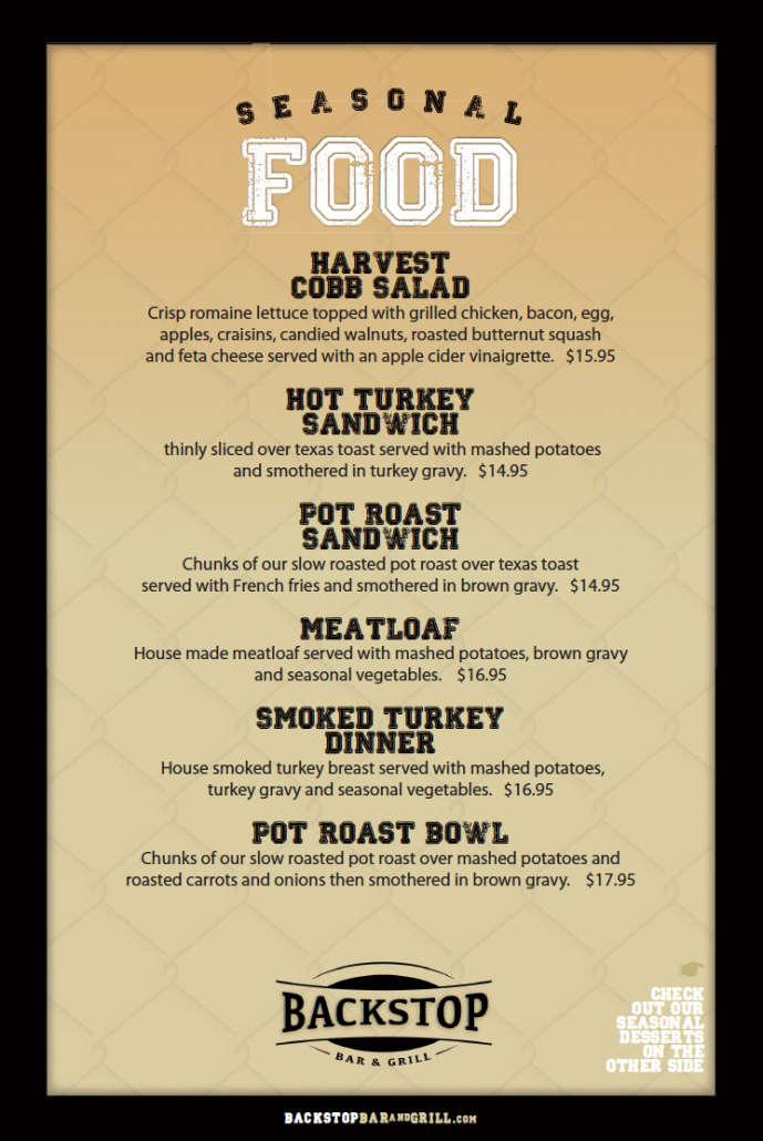 MENU 3 Backstop Bar & Grill