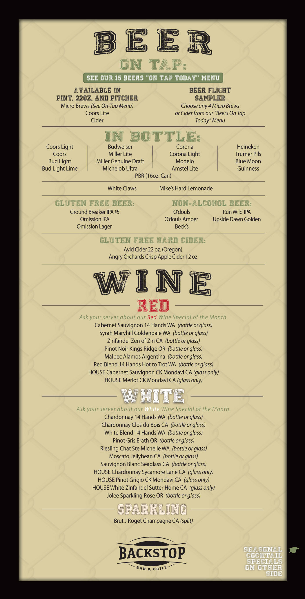 MENU 3 Backstop Bar & Grill