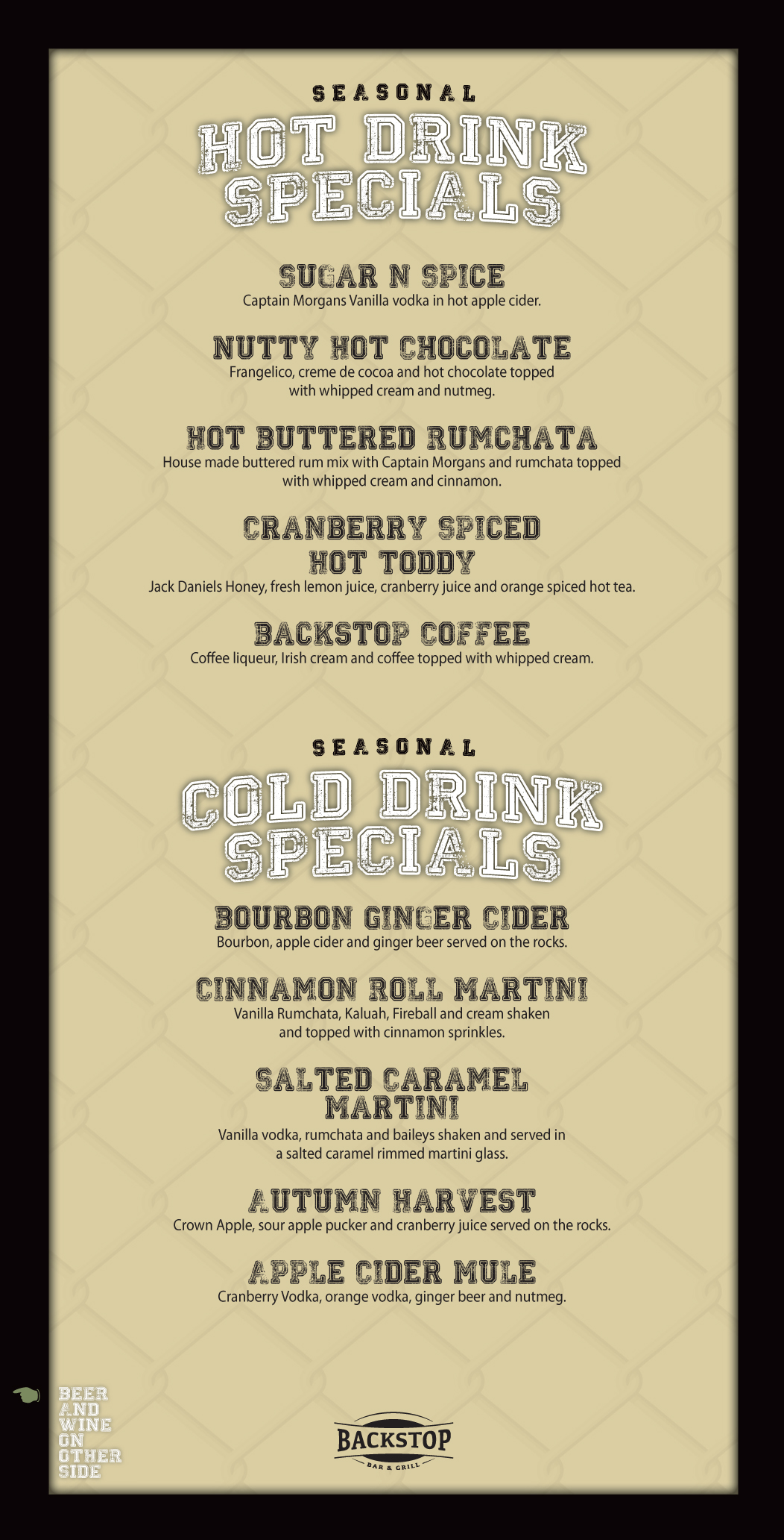 MENU 3 Backstop Bar & Grill