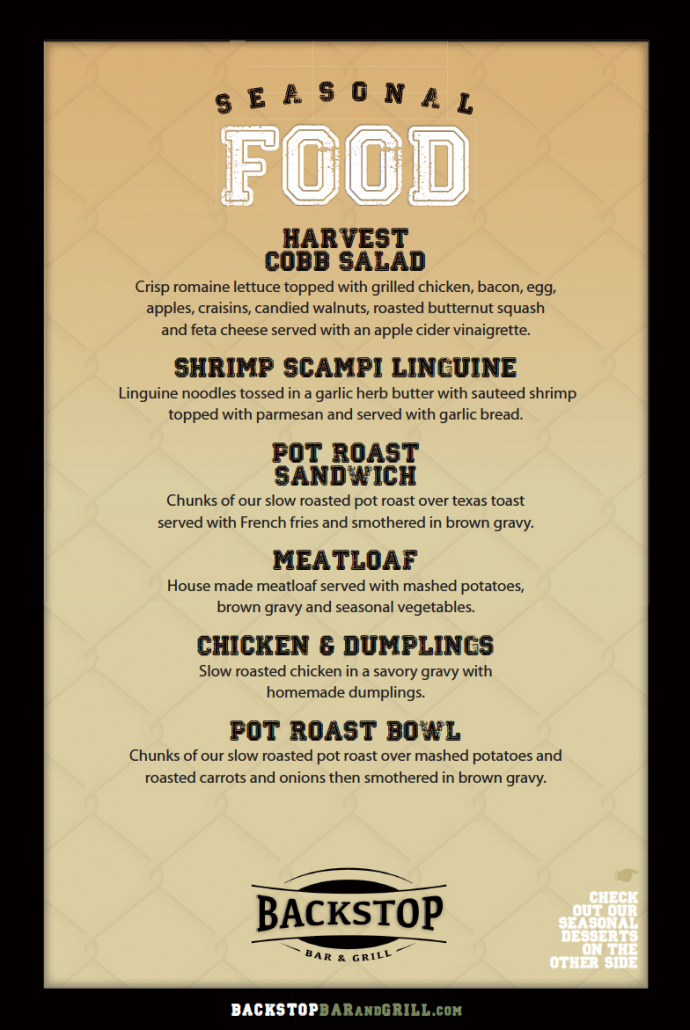 MENU 3 Backstop Bar & Grill